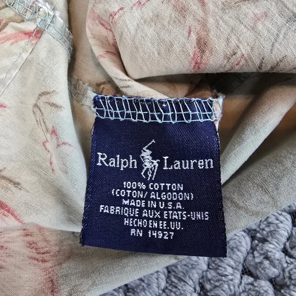 Vintage Ralph Lauren Charlotte Sage Green Floral Pillowcases Standard Set of 2